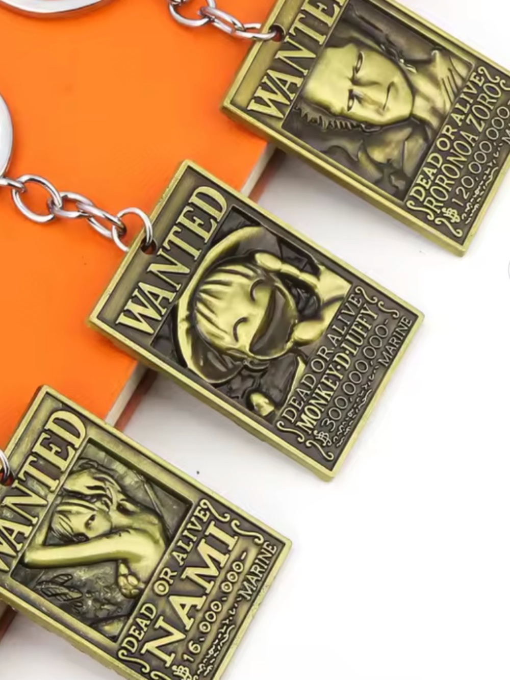 Anime One Piece Bronze Keychain Wanted Poster Design